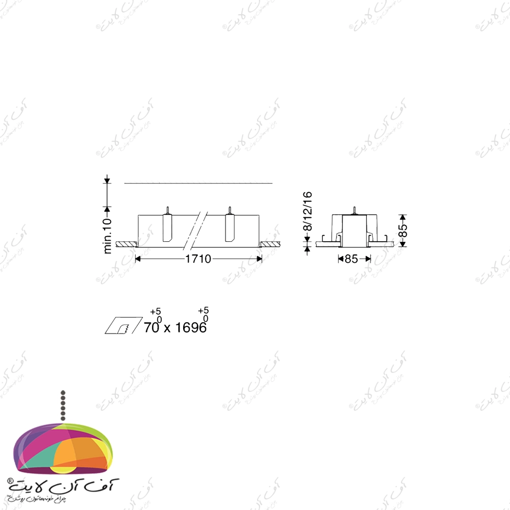 چراغ خطي توكار 47 وات اينفينيتي D مازی نور