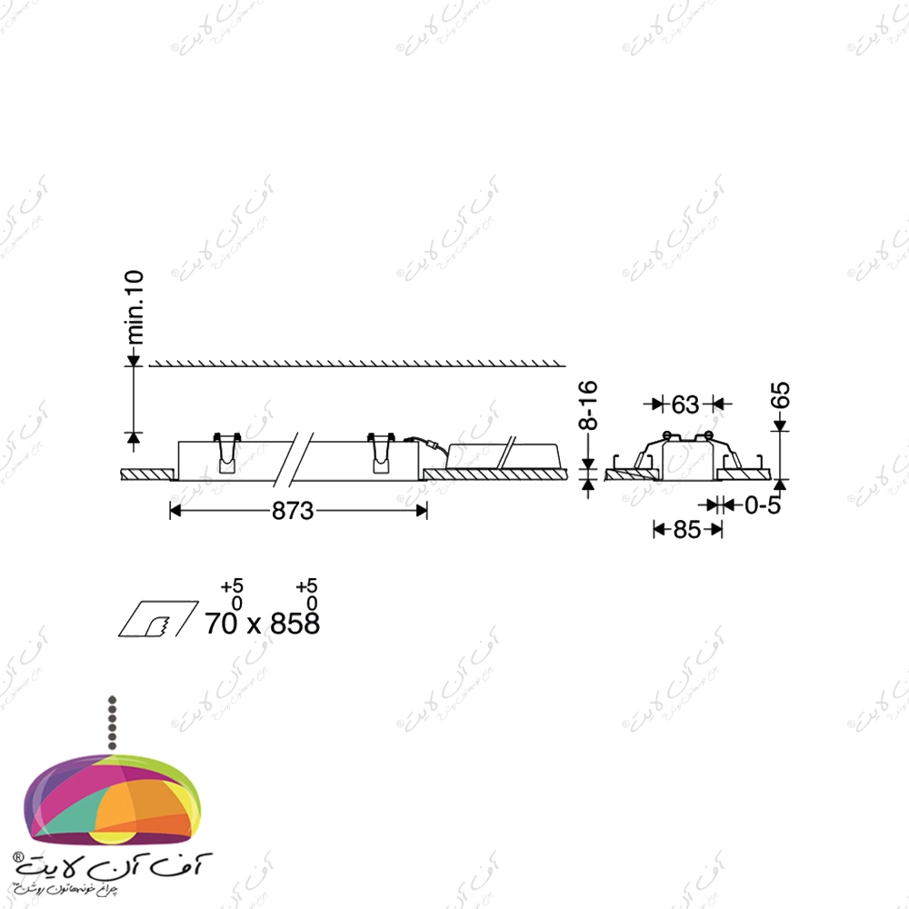 چراغ‌ خطی کم عمق توکار 24 وات اینفینیتی DS مازی نور