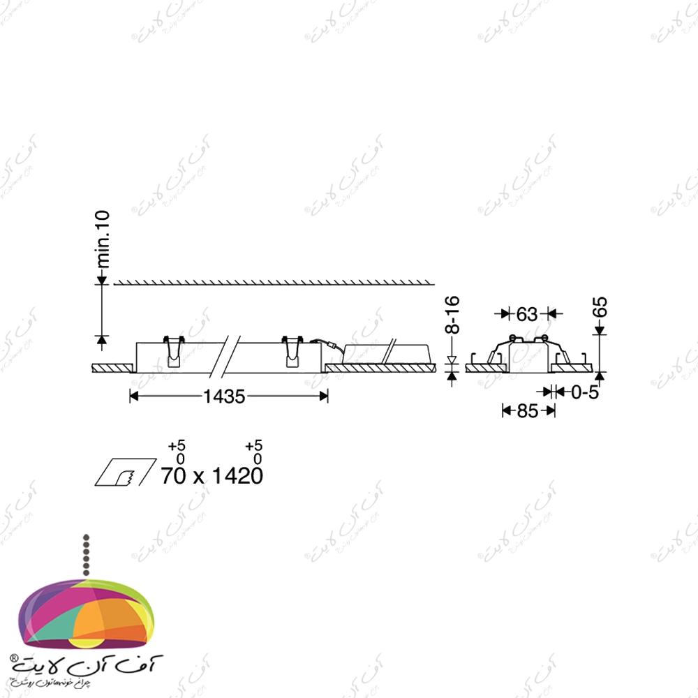 چراغ‌ خطی کم عمق توکار 39 وات اینفینیتی DS مازی نور