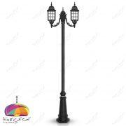 چراغ پارکی دو شعله مدل مشبک شاخه کلاسیک پایه ارغوان شب تاب