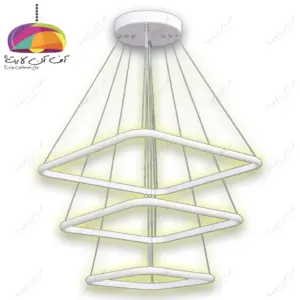 لوستر آویز مدرن 3 حلقه کوچک مدل مربع